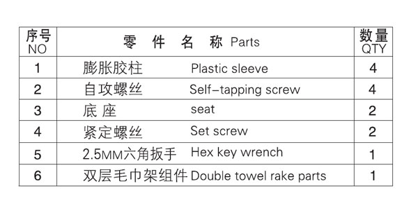 HF-26102-24單毛巾?xiàng)U零件名稱