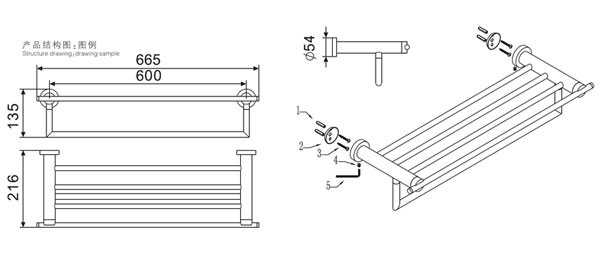 HF-91001-24浴巾架結(jié)構(gòu)圖